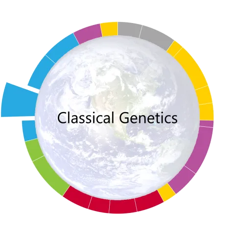 time wheel for the sixteenth unit in the living earth sequence - classical genetics