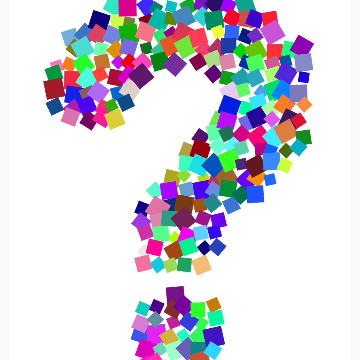 question mark made from a collage of post-it notes