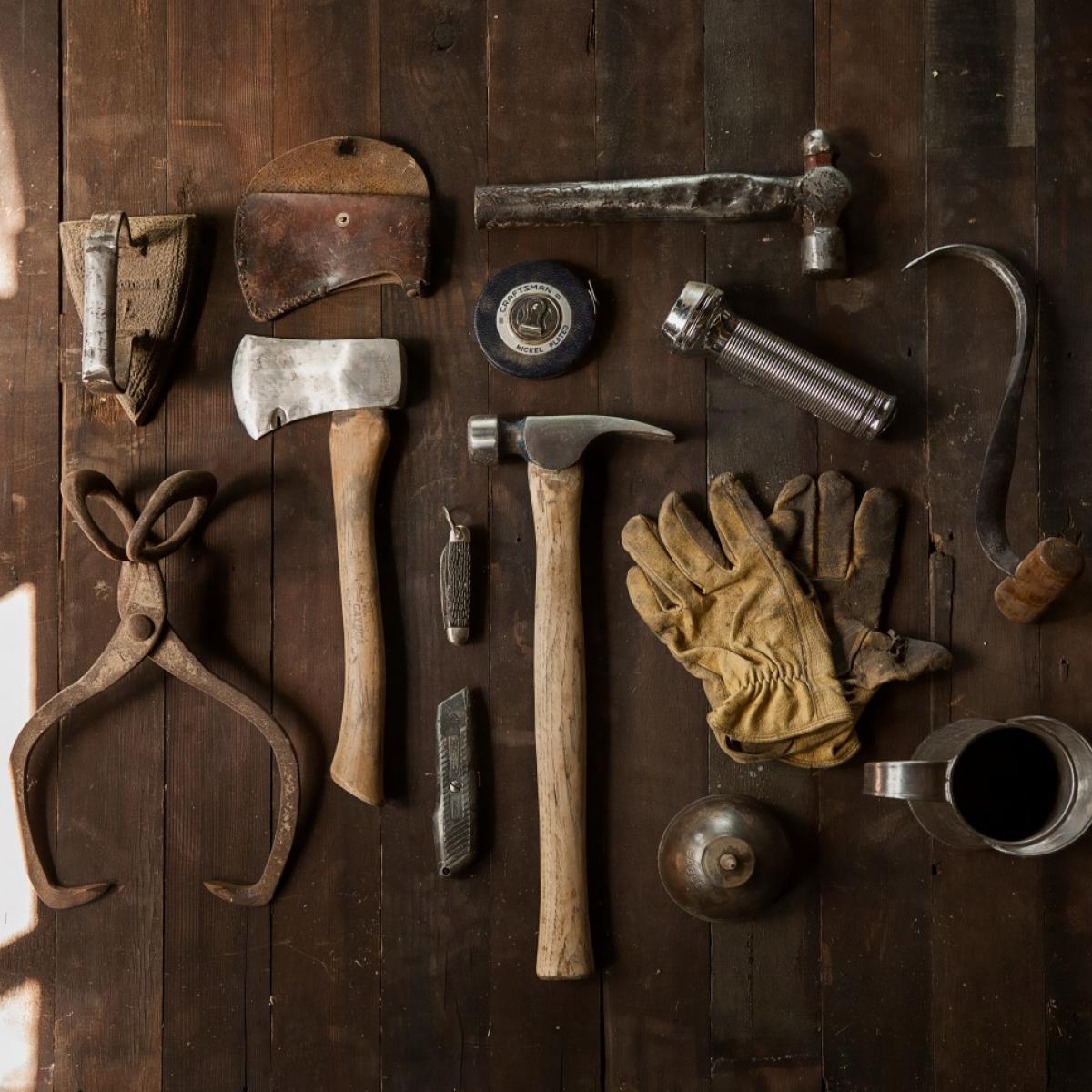 image of table with tools laid out