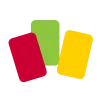 simple icon of three cards of different colors