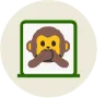 icon for teacher toolkit silent board meeting showing a monkey with hands over its mouth on a whiteboard