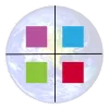 four corners icon with four different colored squares on an earth background